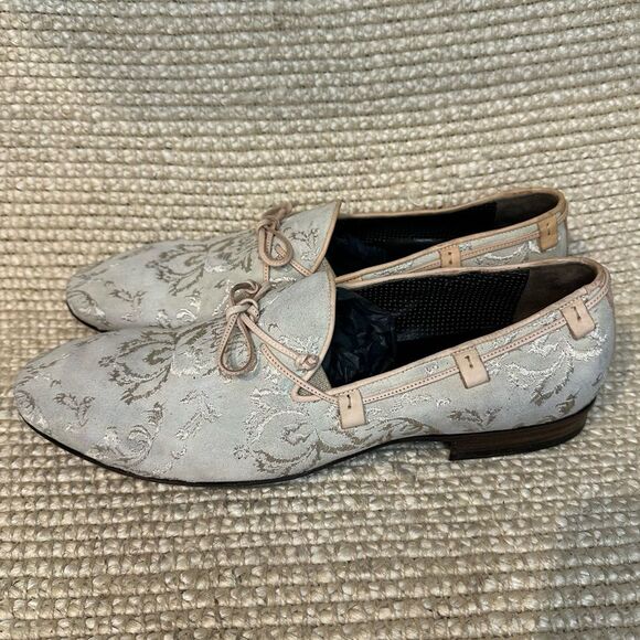 Jo Ghost Suede Embroidered Loafers Italy Slip On Designer Sz 44 US 11 main image 11